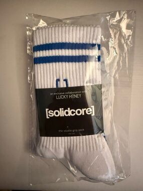 Lucky Honey x Solidcore White & Blue Studio Grip Socks